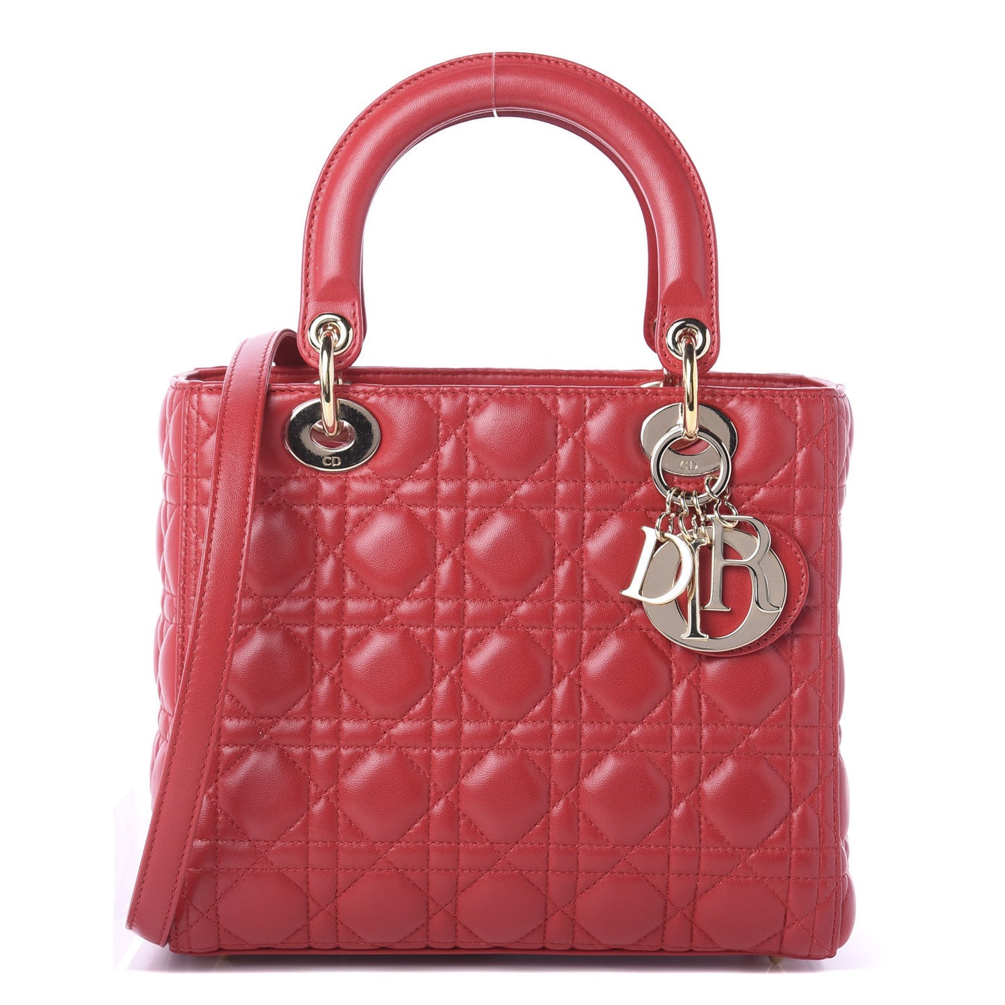 Lambskin Cannage Medium Lady Dior Red