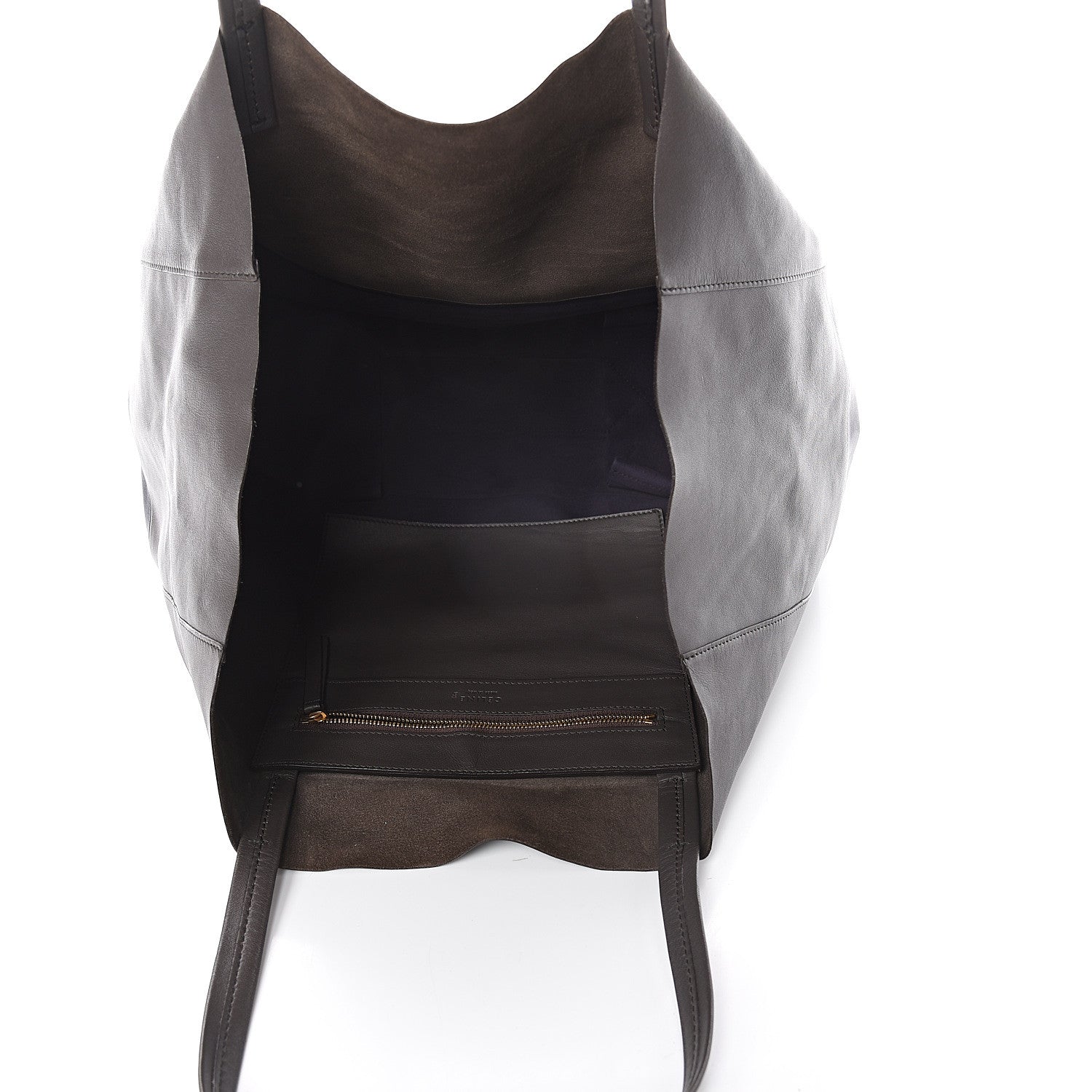 Celine Lambskin Horizontal Bi-Color Cabas Black Dark Grey 4 of 8