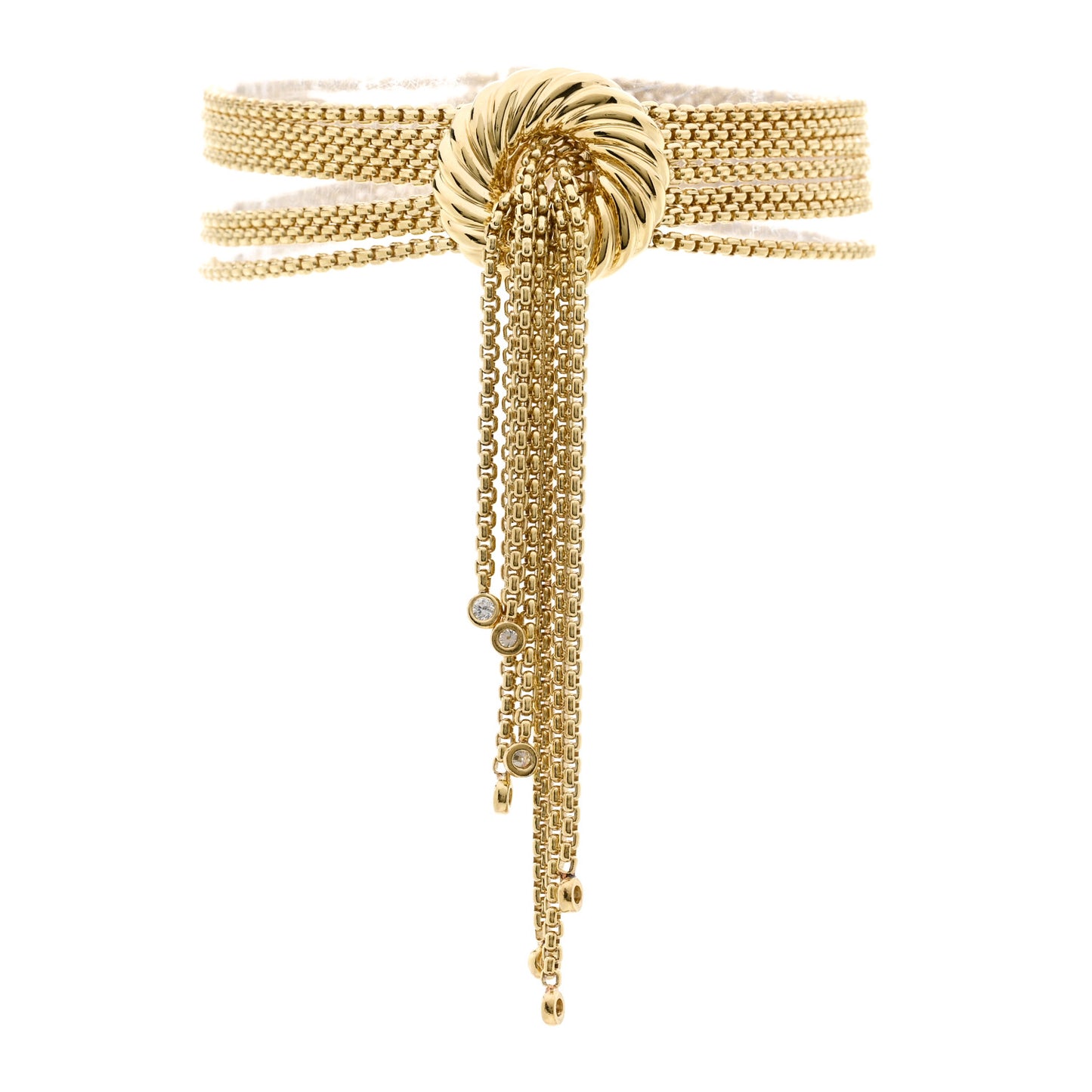 18K Yellow Gold Diamond Multi Strand Tassel Bracelet