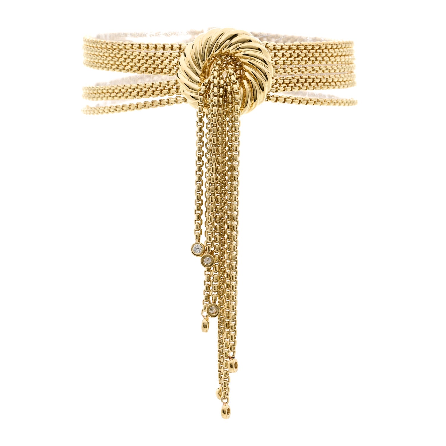 David Yurman 18K Yellow Gold Diamond Multi Strand Tassel Bracelet 1 of 3