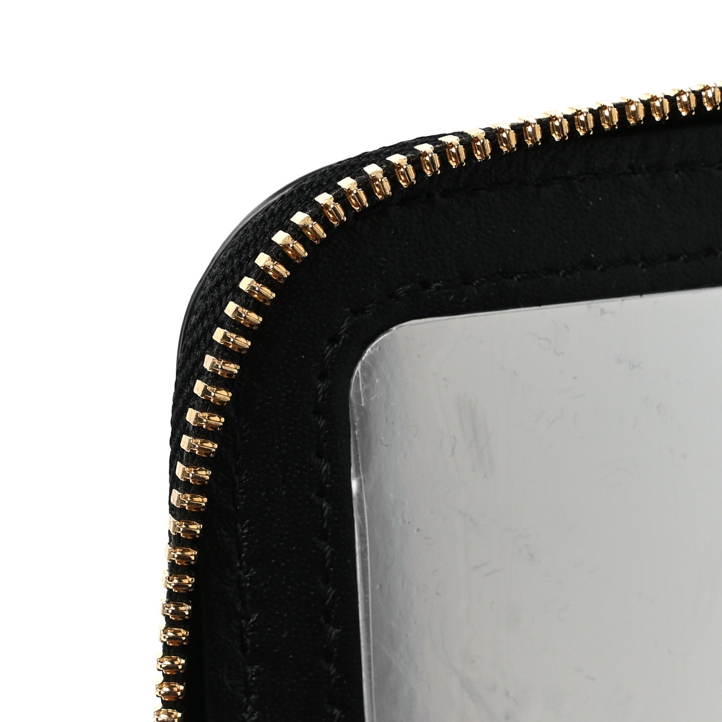 Calfskin Crocodile Embossed Crococo Small Top Handle Vanity Case With Chain Black