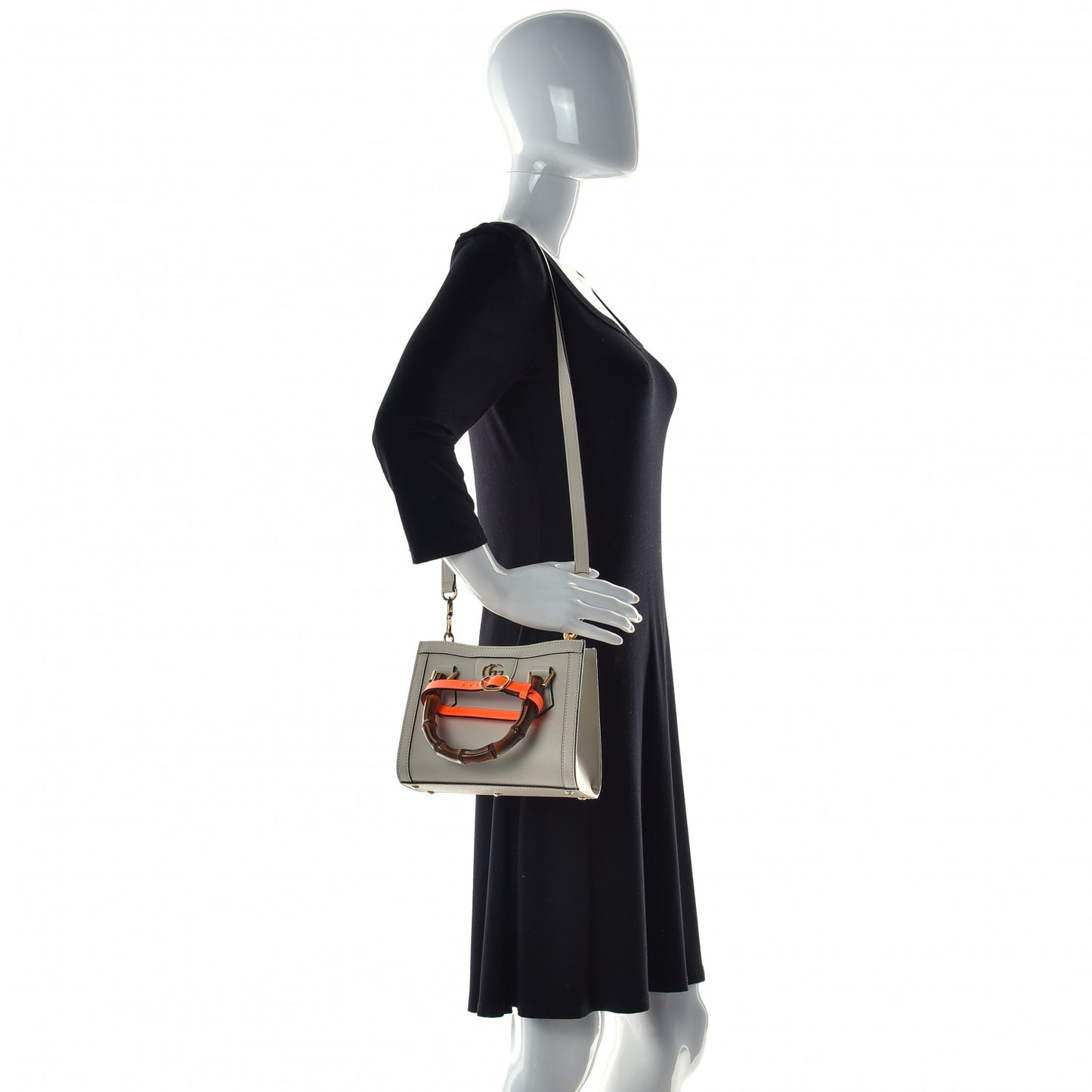Wonka Grain Calfskin Mini Diana Tote Bag Mystic White Orange Fluo