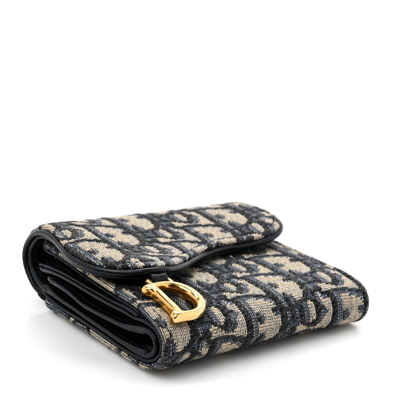 Christian Dior Oblique Saddle Lotus Wallet Blue 4 of 13