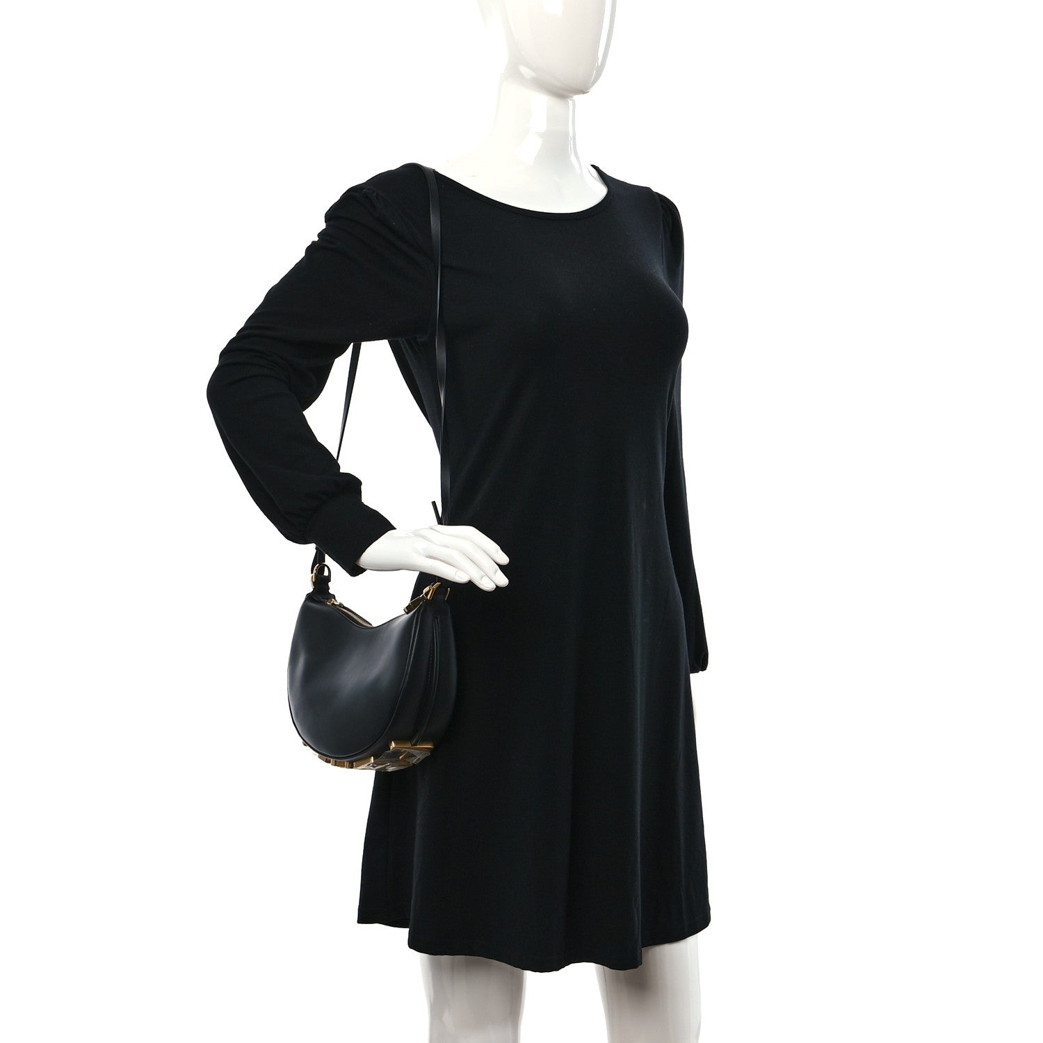 Fendi Vitello Grace Matte Mini Fendigraphy Hobo Bag Black 2 of 10