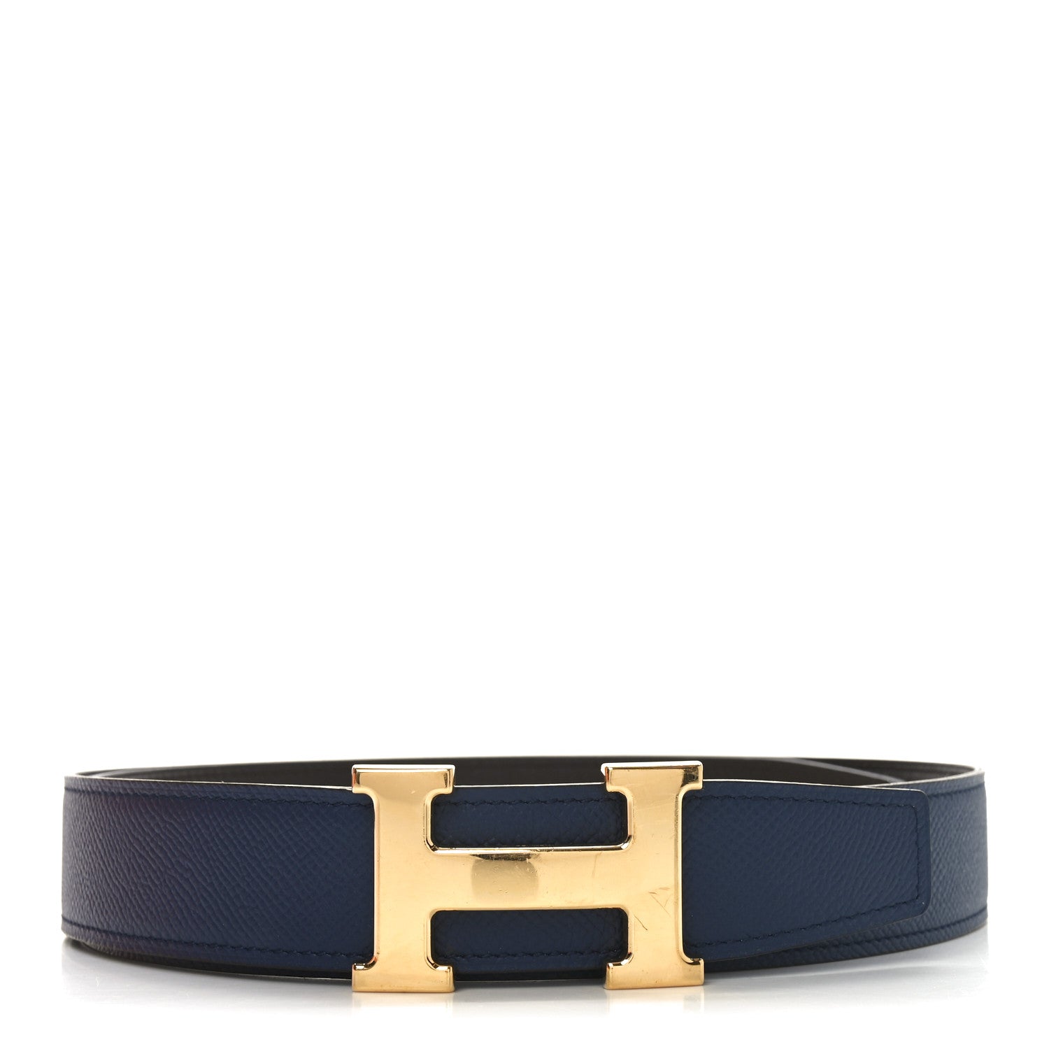 Hermes Epsom 32mm H Belt 90 36 Blue Nuit Chocolate 1 of 6
