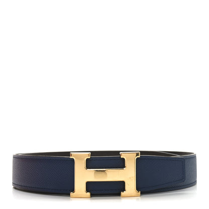 Hermes Epsom 32mm H Belt 90 36 Blue Nuit Chocolate 1 of 6