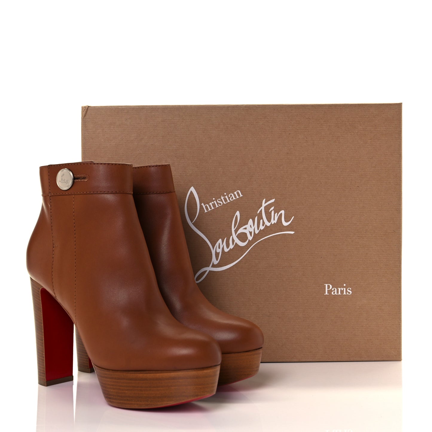 Calfskin Janis Alta 120 Booties 40.5 Cuoio