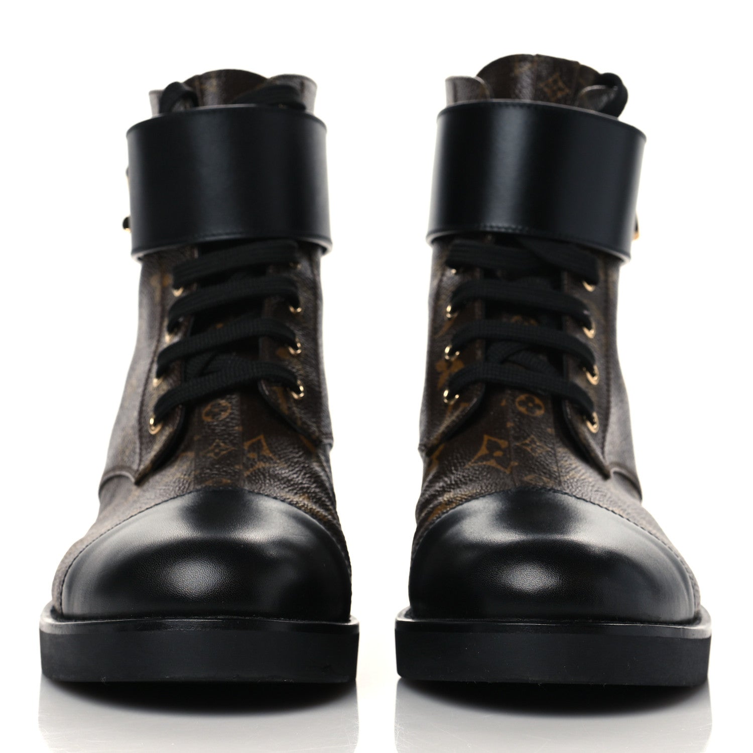Louis Vuitton Calfskin Monogram Wonderland Flat Ranger Boots 41 Black 2 of 8
