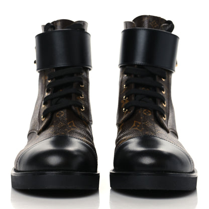 Louis Vuitton Calfskin Monogram Wonderland Flat Ranger Boots 41 Black 2 of 8