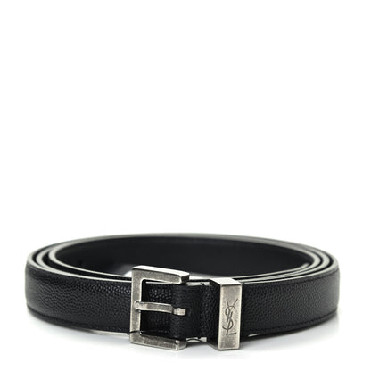 Saint Laurent Grain De Poudre Monogram Passant Buckle Belt 105 Black 1 of 4