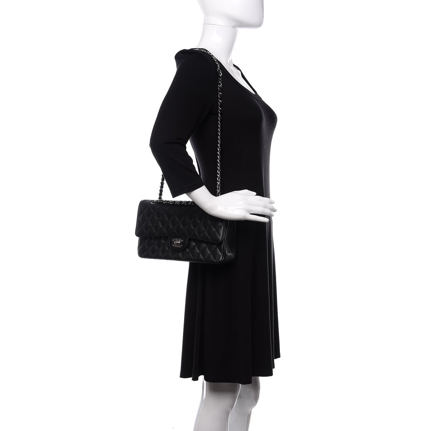 Chanel Caviar Quilted Medium Double Flap Black 2 of 9