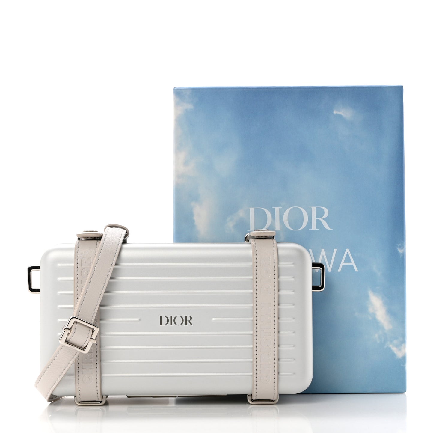 X RIMOWA Aluminum Personal Clutch On Strap Silver