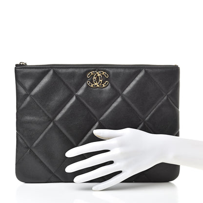 Chanel Goatskin Quilted Large Chanel 19 Cosmetic Case Black 2 of 8