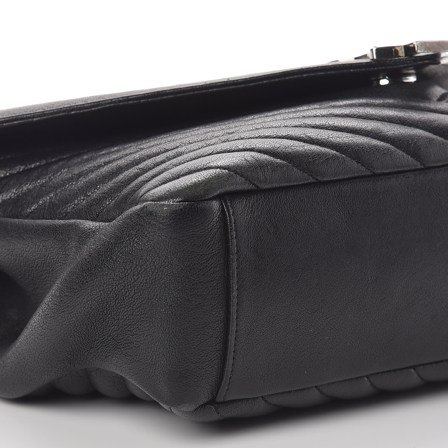 Saint Laurent Sheepskin Matelasse Chevron Monogram Large College Satchel Black 10 of 12