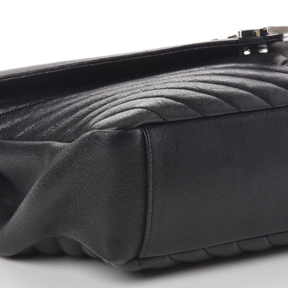 Saint Laurent Sheepskin Matelasse Chevron Monogram Large College Satchel Black 10 of 12