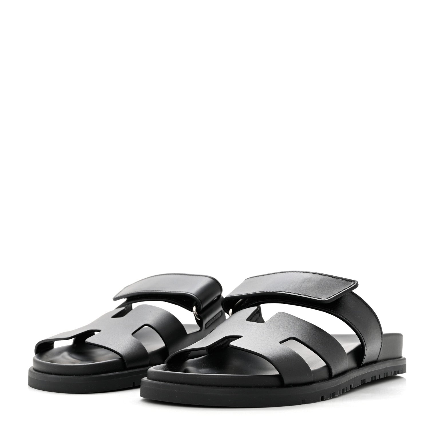 Hermes Calfskin Womens Chypre Sandals 36.5 Black 3 of 9
