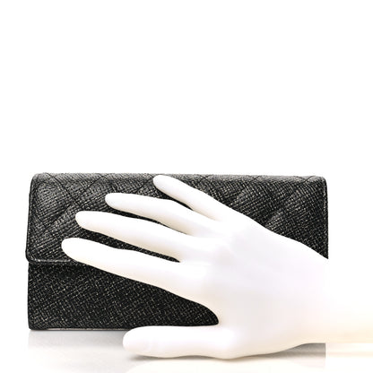Chanel Metallic Calfskin Quilted Large Gusset Flap Wallet Dark Grey 2 of 7