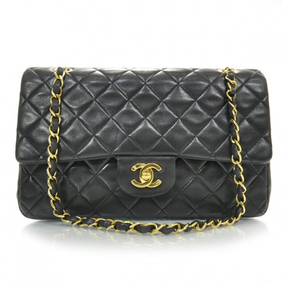 Lambskin Medium Double Flap Black