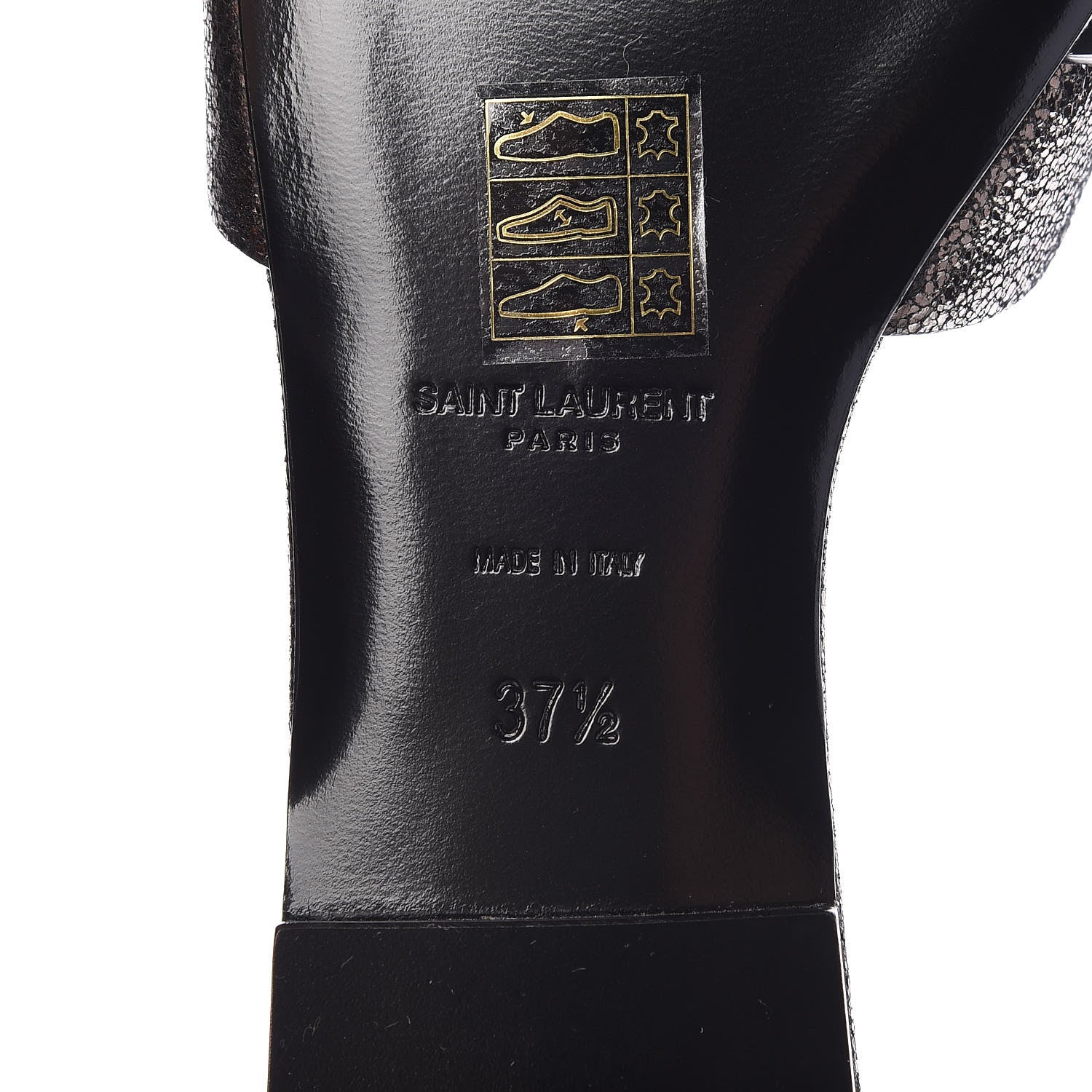 Saint Laurent Metallic Crackled Calfskin Nu Pied 05 Slide Sandals 37.5 Black Gunmetal 7 of 10