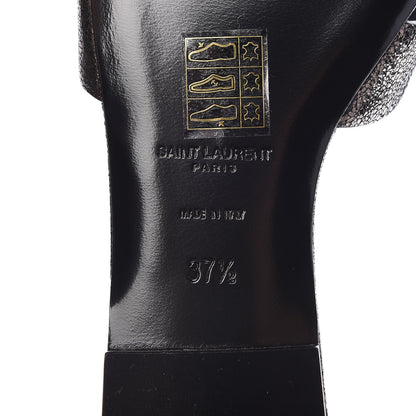 Saint Laurent Metallic Crackled Calfskin Nu Pied 05 Slide Sandals 37.5 Black Gunmetal 7 of 10