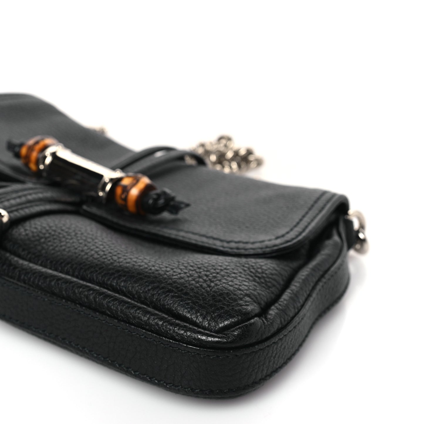 Calfskin Bamboo Croisette Evening Bag Black