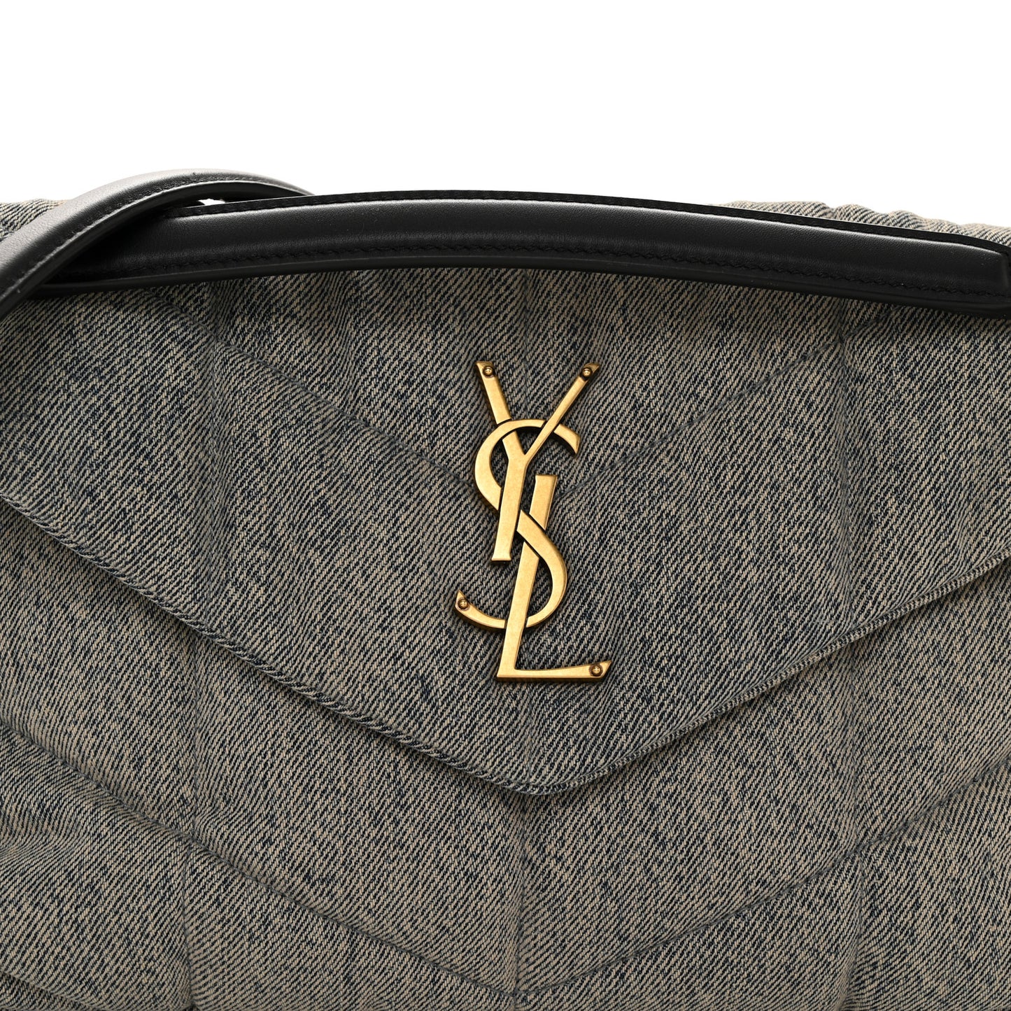 Denim Quilted Small Loulou Puffer Monogram Chain Satchel Azur