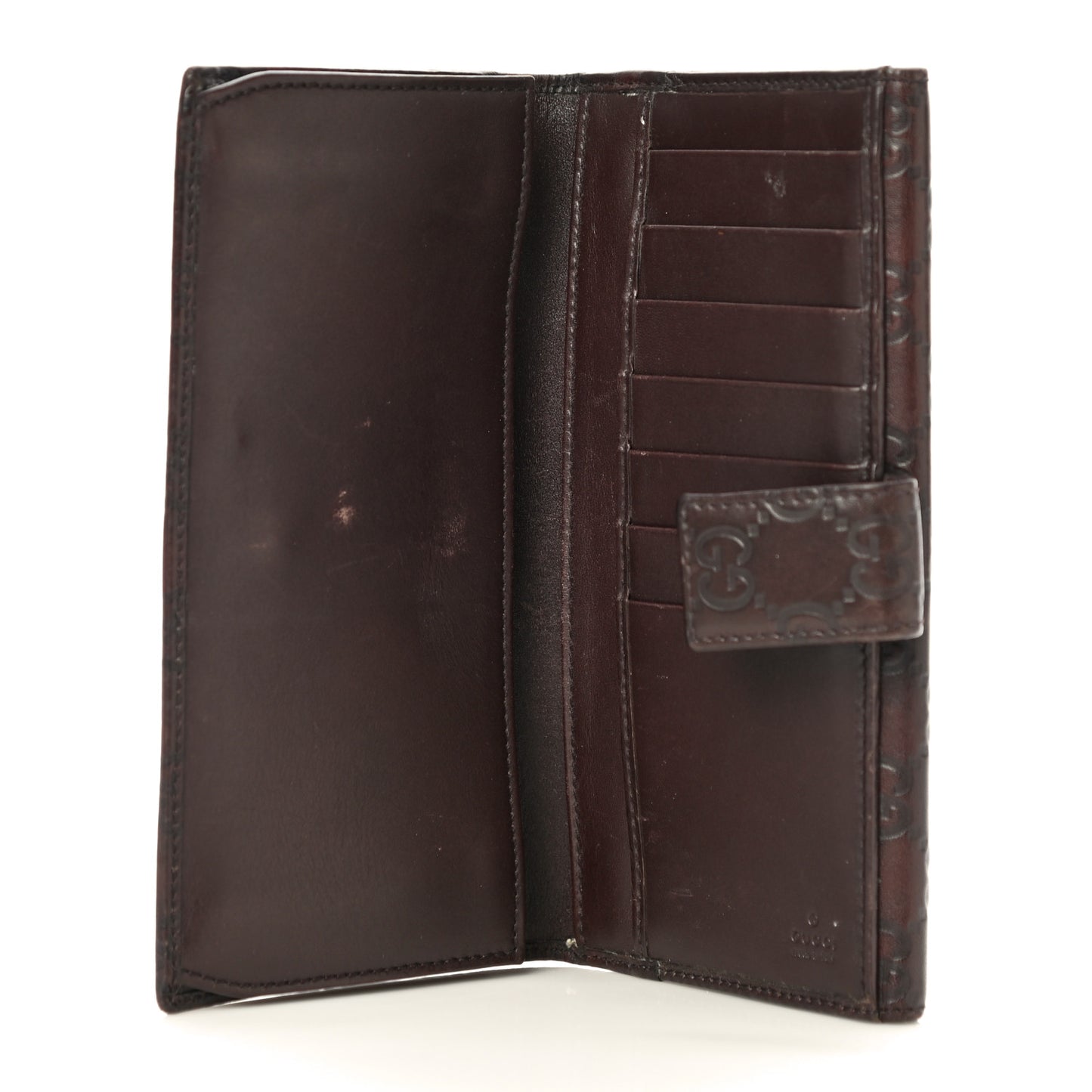 Guccissima Margaux Calfskin Metal Bar Continental Flap Wallet Chocolate