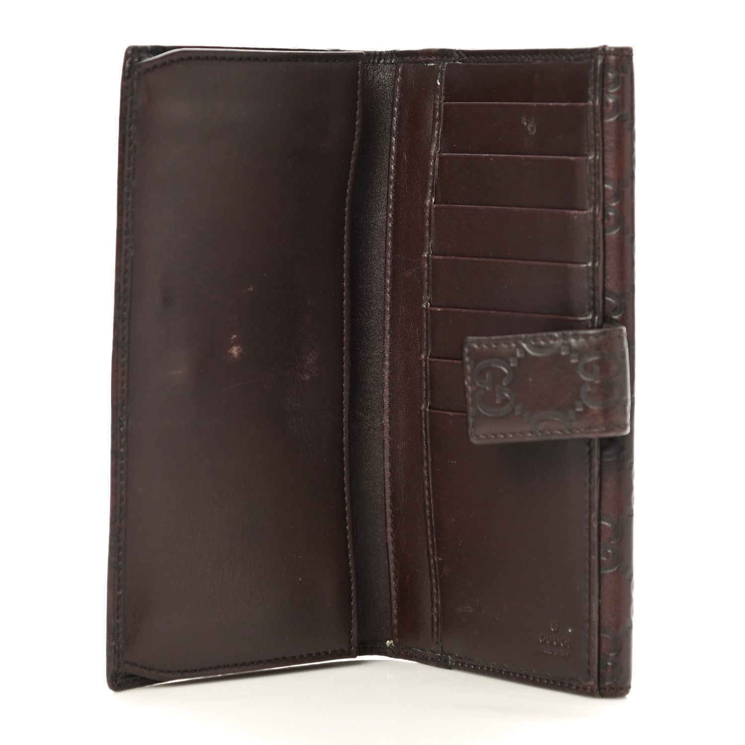 Gucci Guccissima Margaux Calfskin Metal Bar Continental Flap Wallet Chocolate 6 of 23