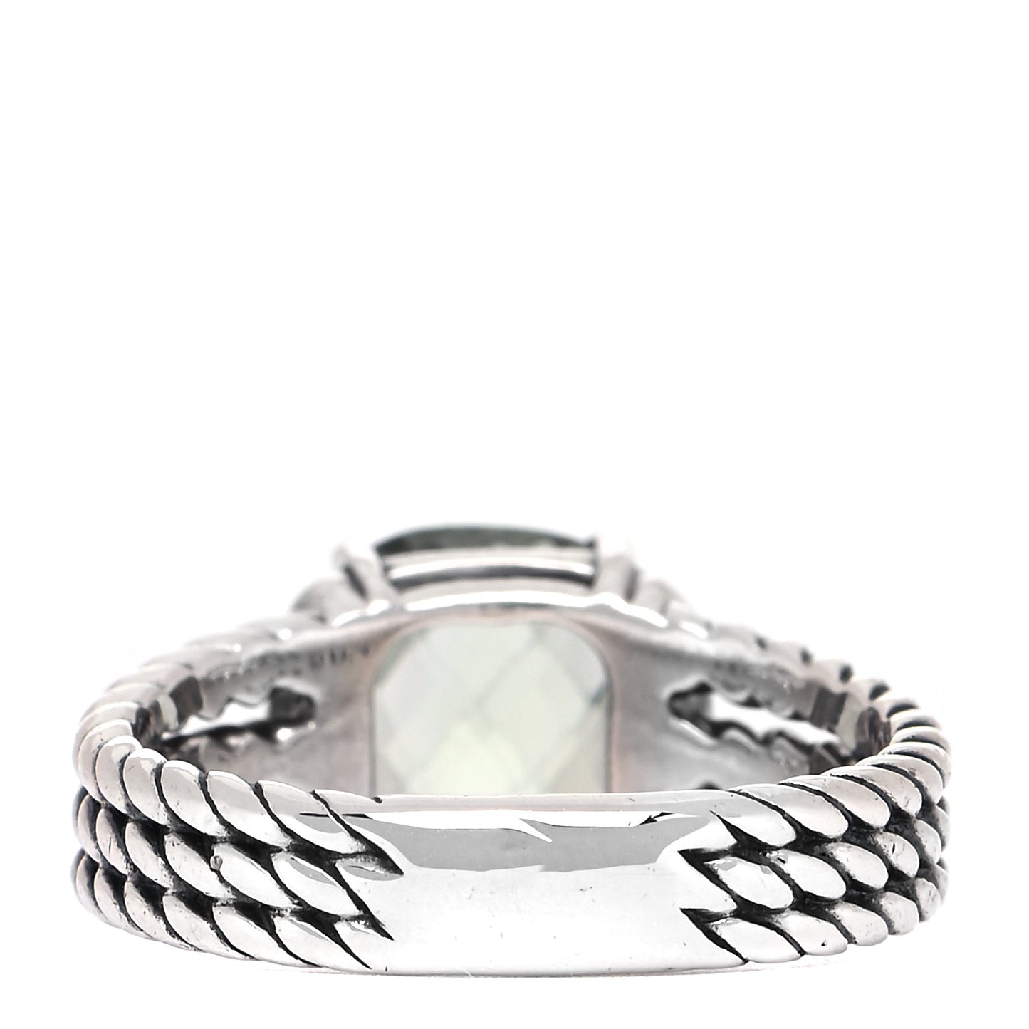 Sterling Silver Diamond Prasiolite 10mm Petite Wheaton Ring 57 8