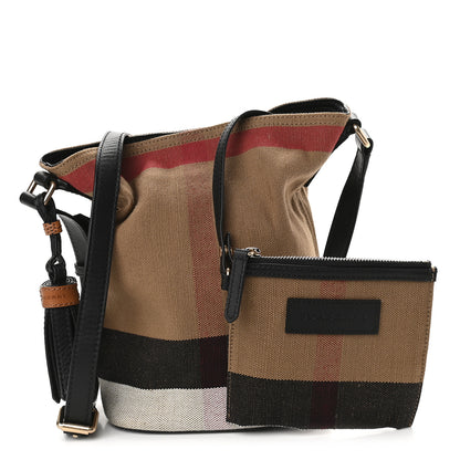 Burberry Canvas Mega Check Mini Ashby Tassel Crossbody Black 1 of 11