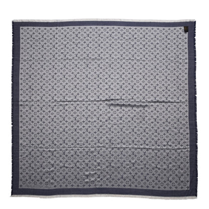 Louis Vuitton Wool Silk Monogram Denim Shawl Blue 3 of 5