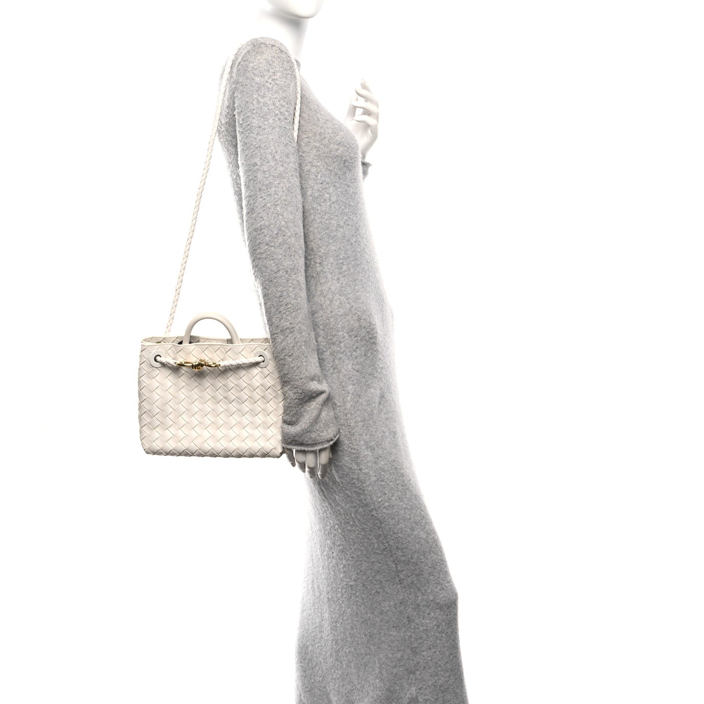 Nappa Intrecciato Small Andiamo Shoulder Bag White