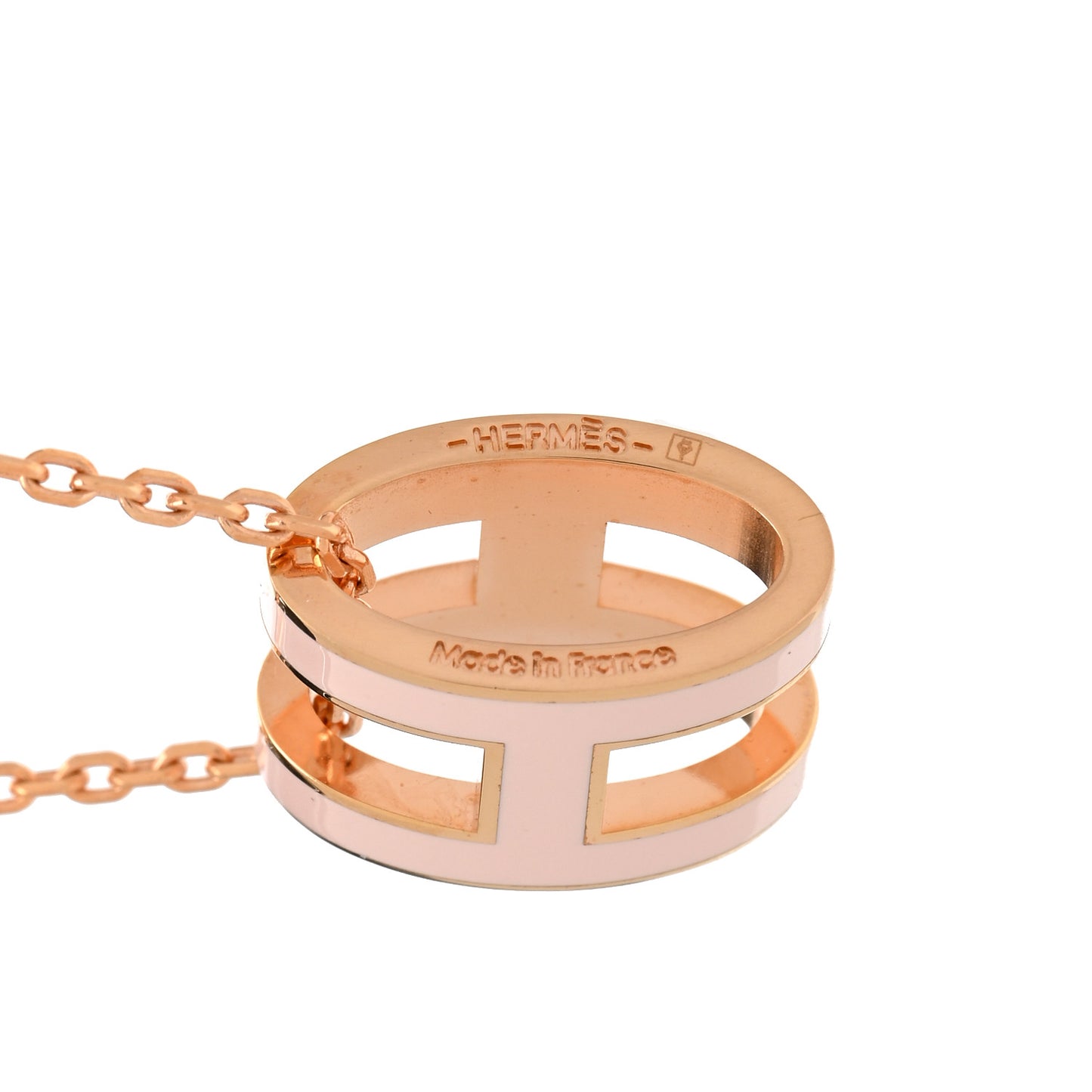 Lacquered Rose Gold Pop H Pendant Necklace Rose Dragee