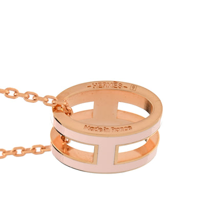 Hermes Lacquered Rose Gold Pop H Pendant Necklace Rose Dragee 5 of 6