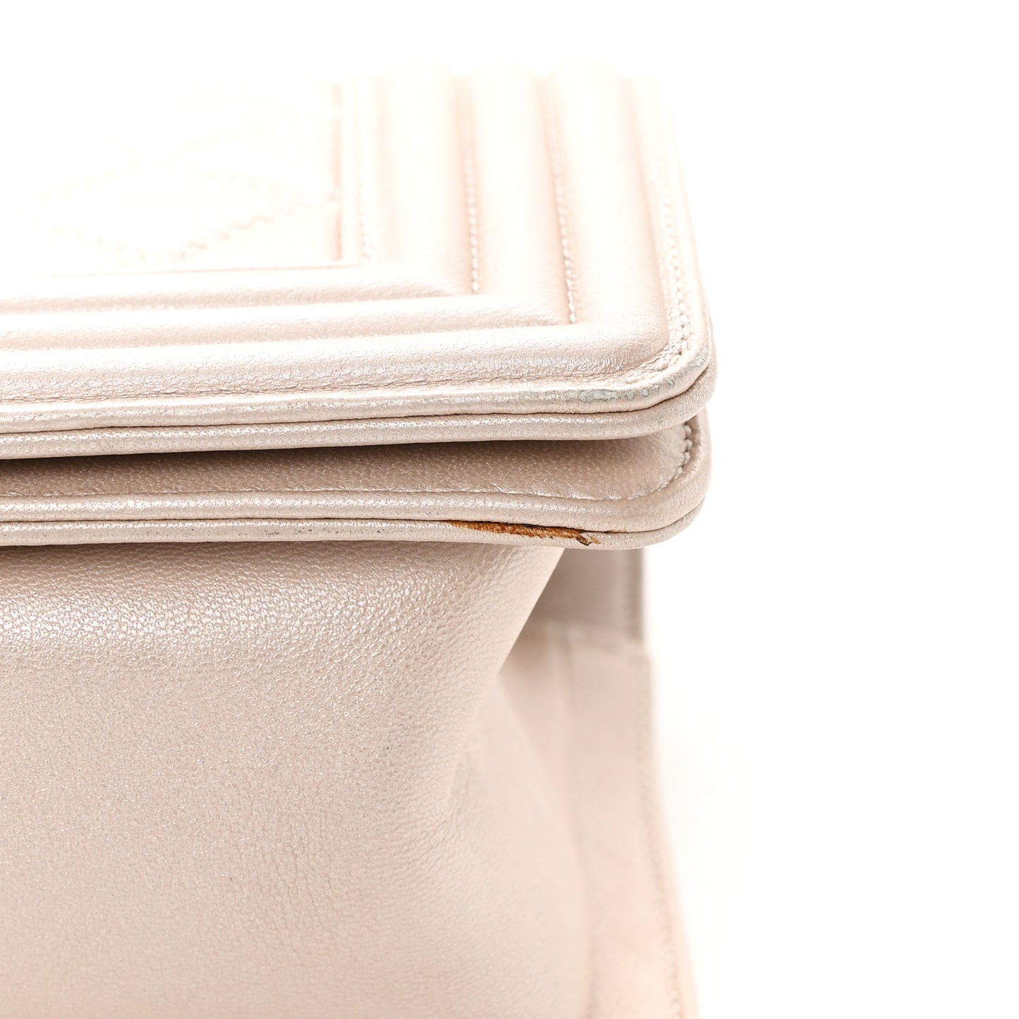 Metallic Calfskin Quilted Small Boy Flap Light Pink