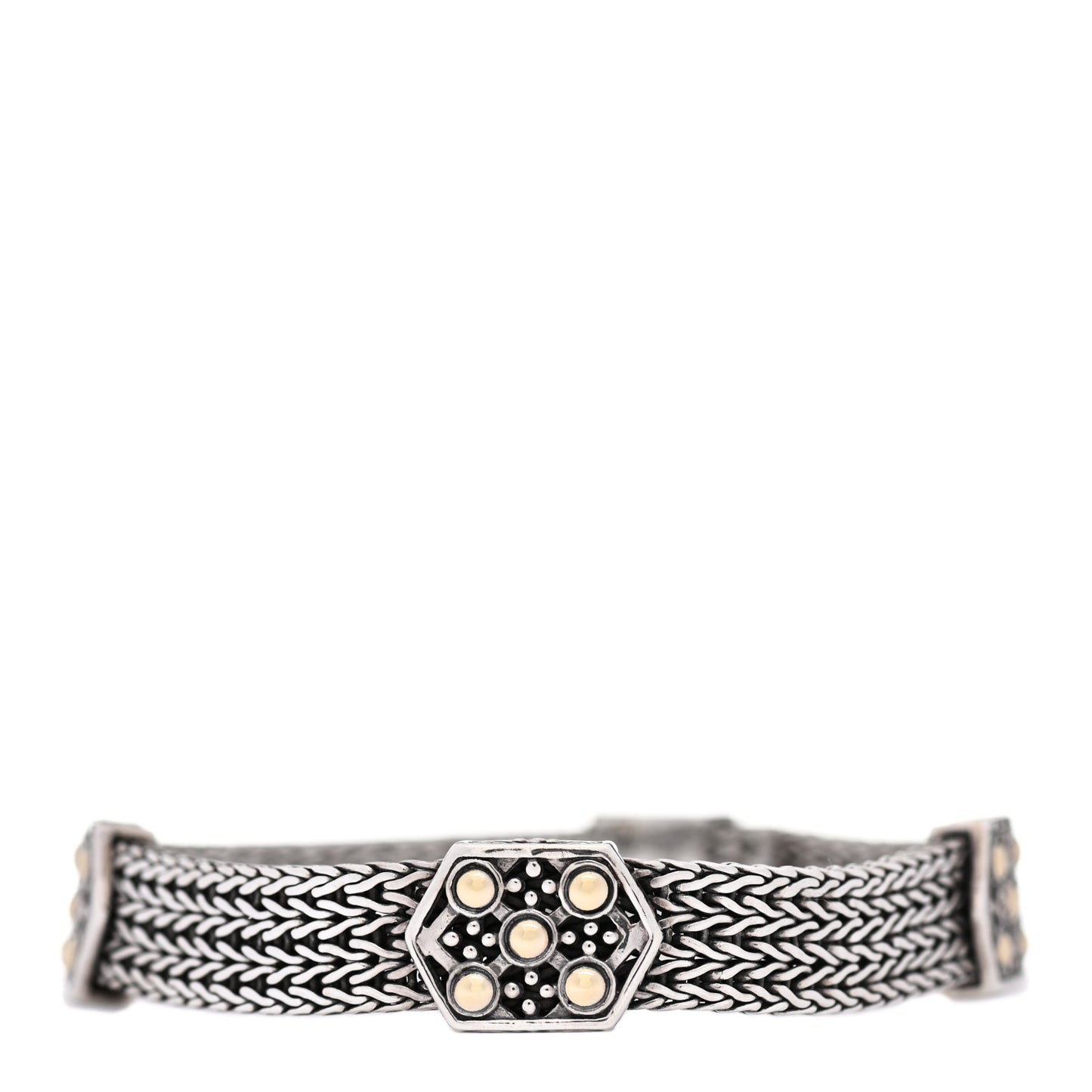 Sterling Silver 18K Yellow Gold Jaisalmer Classic Chain Dot Buckle Station Bracelet