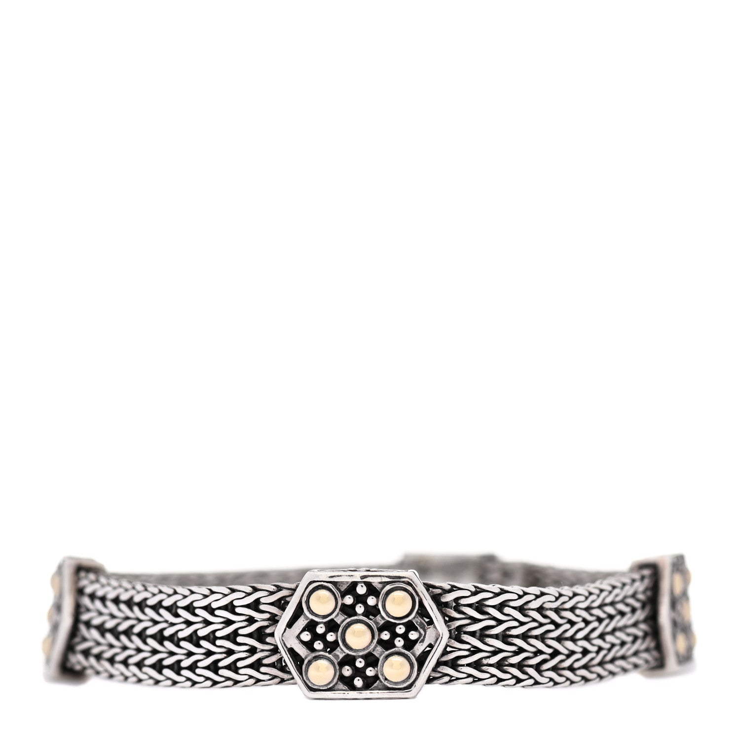 John Hardy Sterling Silver 18K Yellow Gold Jaisalmer Classic Chain Dot Buckle Station Bracelet 1 of 4