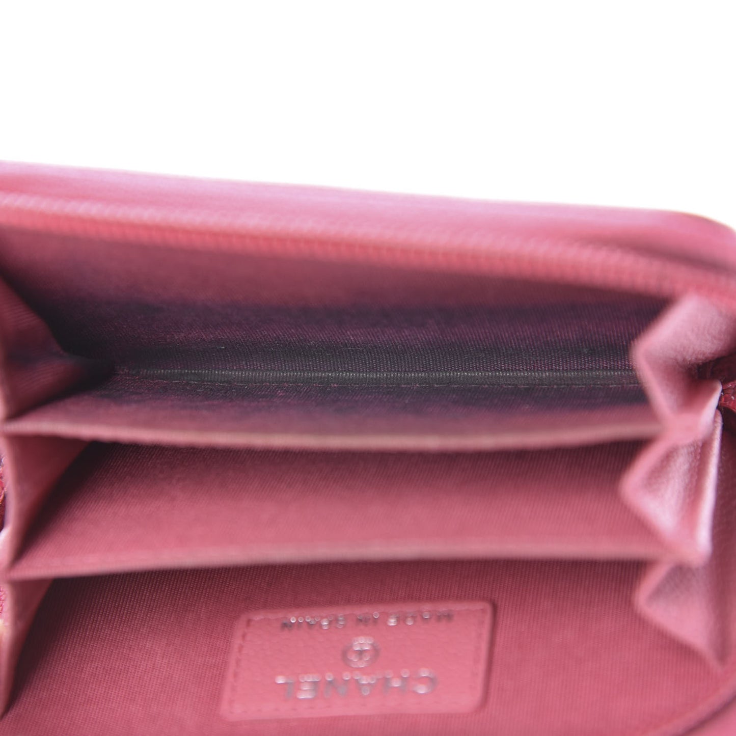 Caviar Button Zip Coin Purse Pink