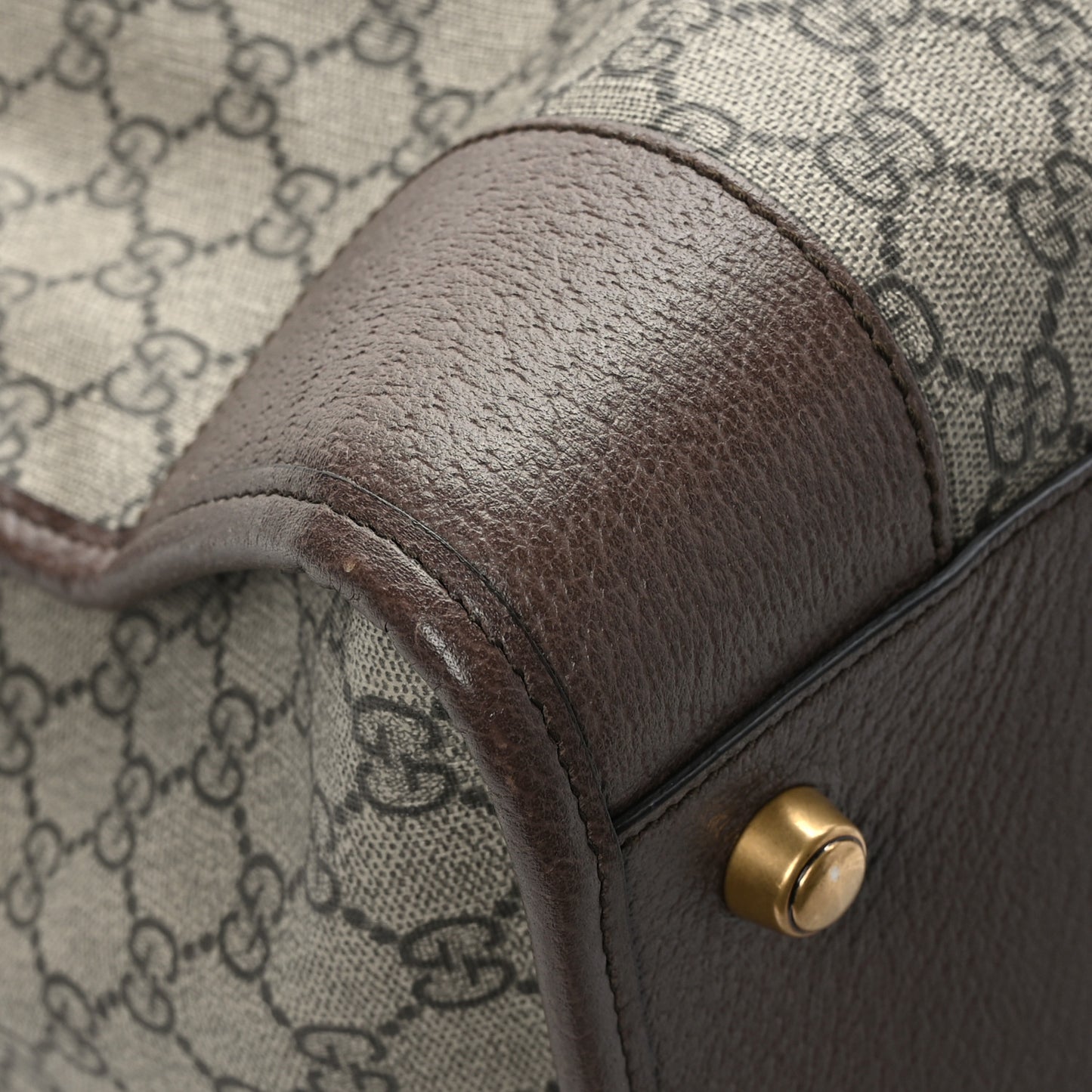 Soft GG Supreme Monogram Textured Dollar Calfskin Web Large Ophidia Carry-On Duffle Bag Beige Ebony New Acero
