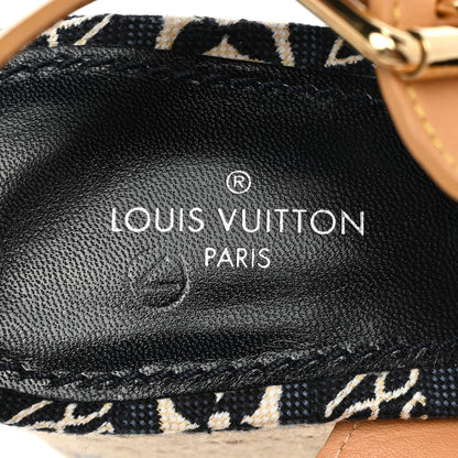 Louis Vuitton Jacquard Calfskin Since 1854 Boundary Wedge Sandals 39 Blue 8 of 11