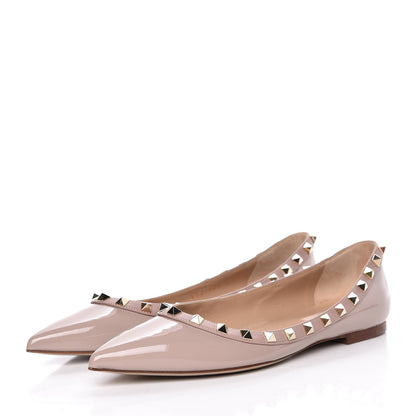 Valentino Garavani Patent Rockstud Ballerina Flats 38 Poudre 3 of 10