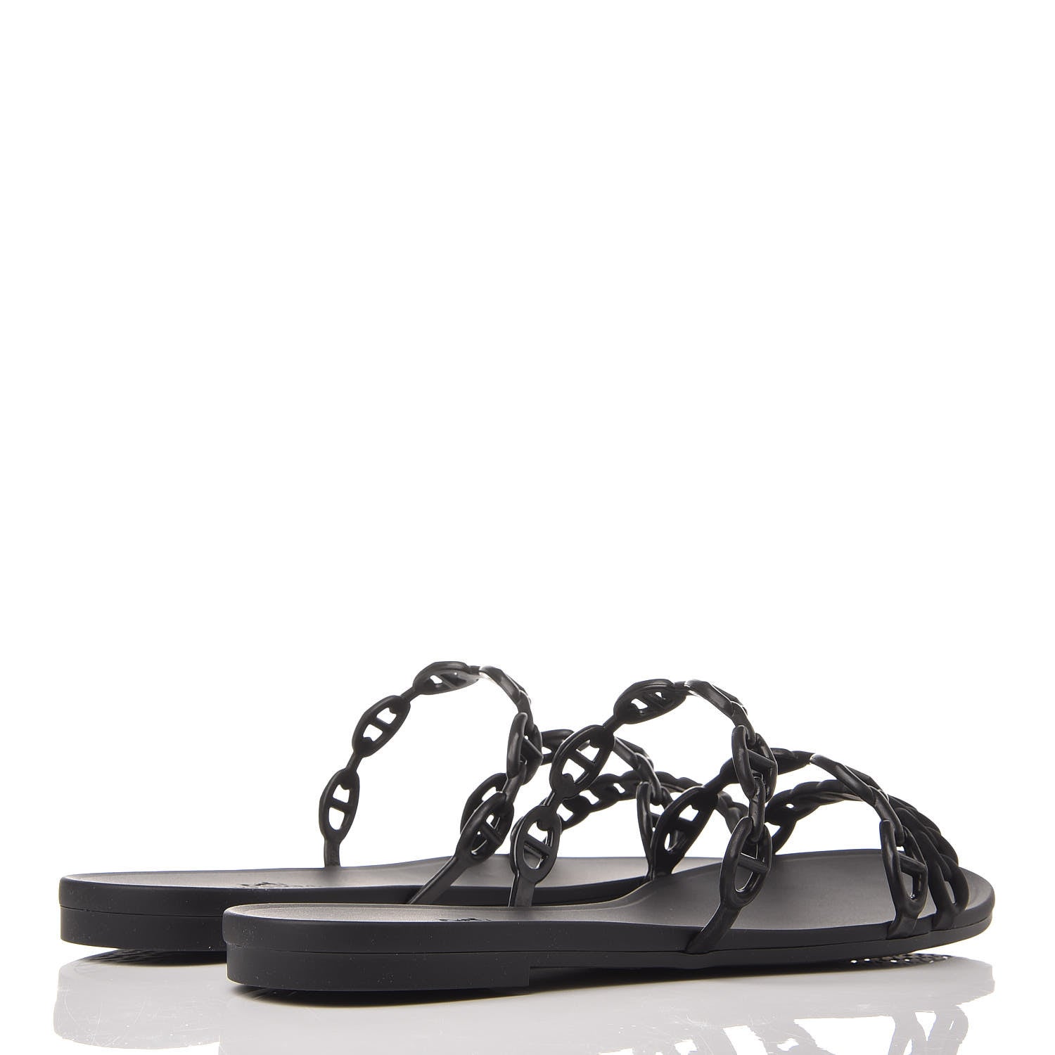 Hermes Rubber Chaine d'Ancre Rivage Sandals 38 Black 4 of 8