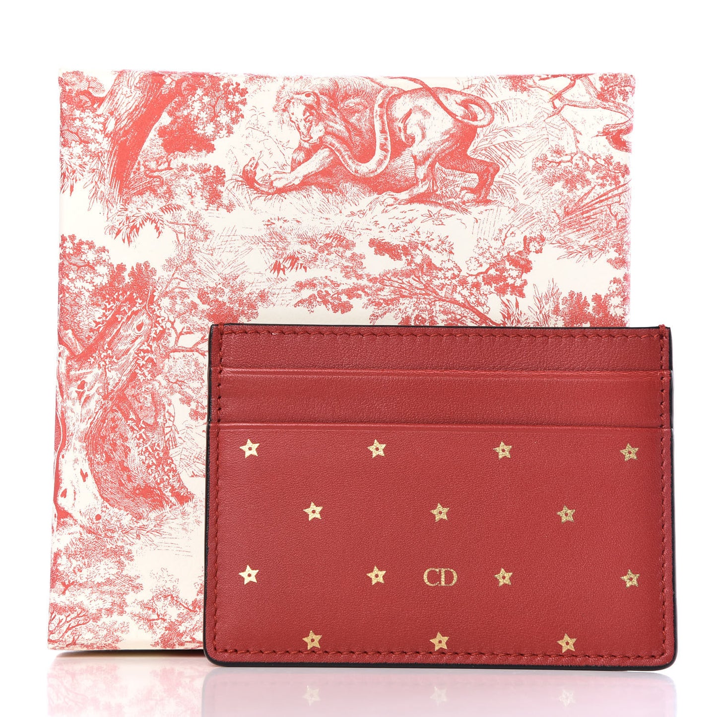 Calfskin Stars Voyageur Card Holder Rouge