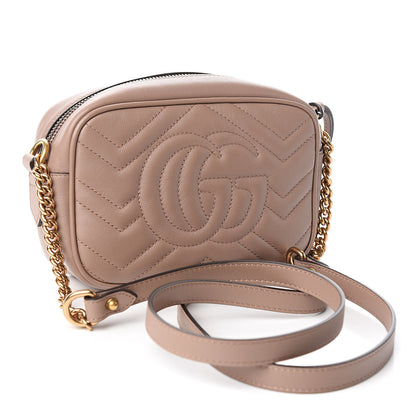 Gucci Calfskin Matelasse Mini GG Marmont Chain Shoulder Bag Porcelain Rose 3 of 10