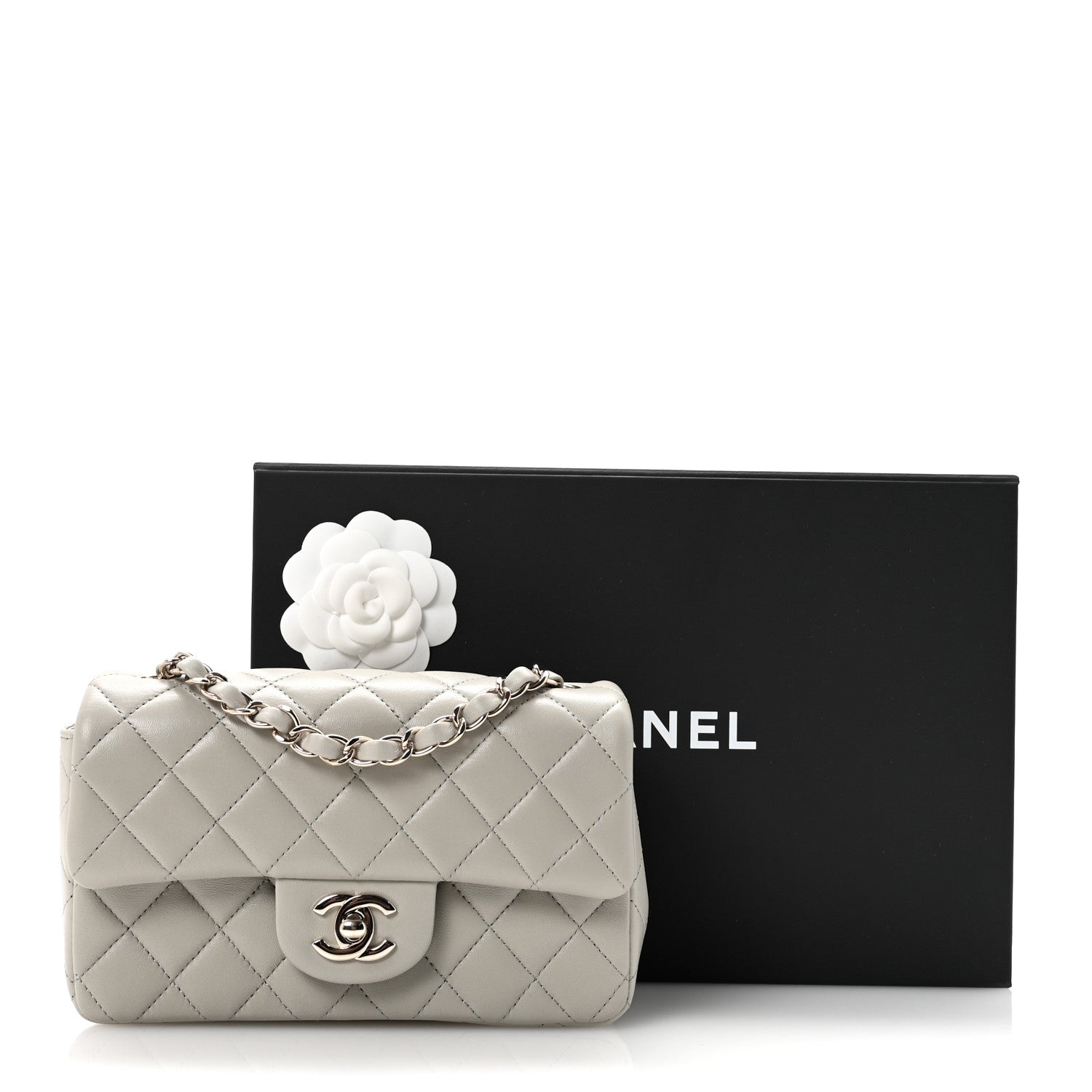 Chanel Lambskin Quilted Mini Rectangular Flap Grey 11 of 11