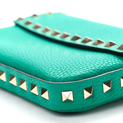 Valentino Garavani Grainy Calfskin Rockstud Crossbody Pouch Ultra Marine Green 9 of 10