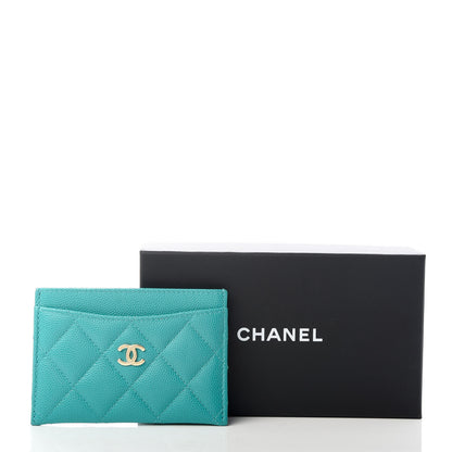 Chanel Caviar Quilted Card Holder Turquoise 9 of 9