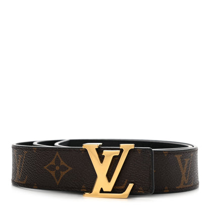 Louis Vuitton Calfskin Monogram 30mm LV Initiales Reversible Belt 85 34 Black 1 of 5