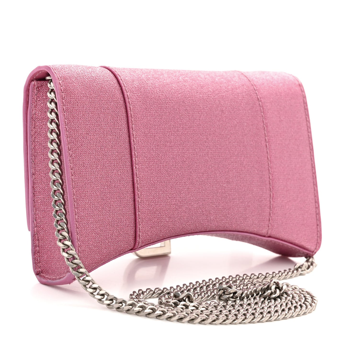 Sparkling Fabric XS Hourglass Wallet On Chain Sweet Pink