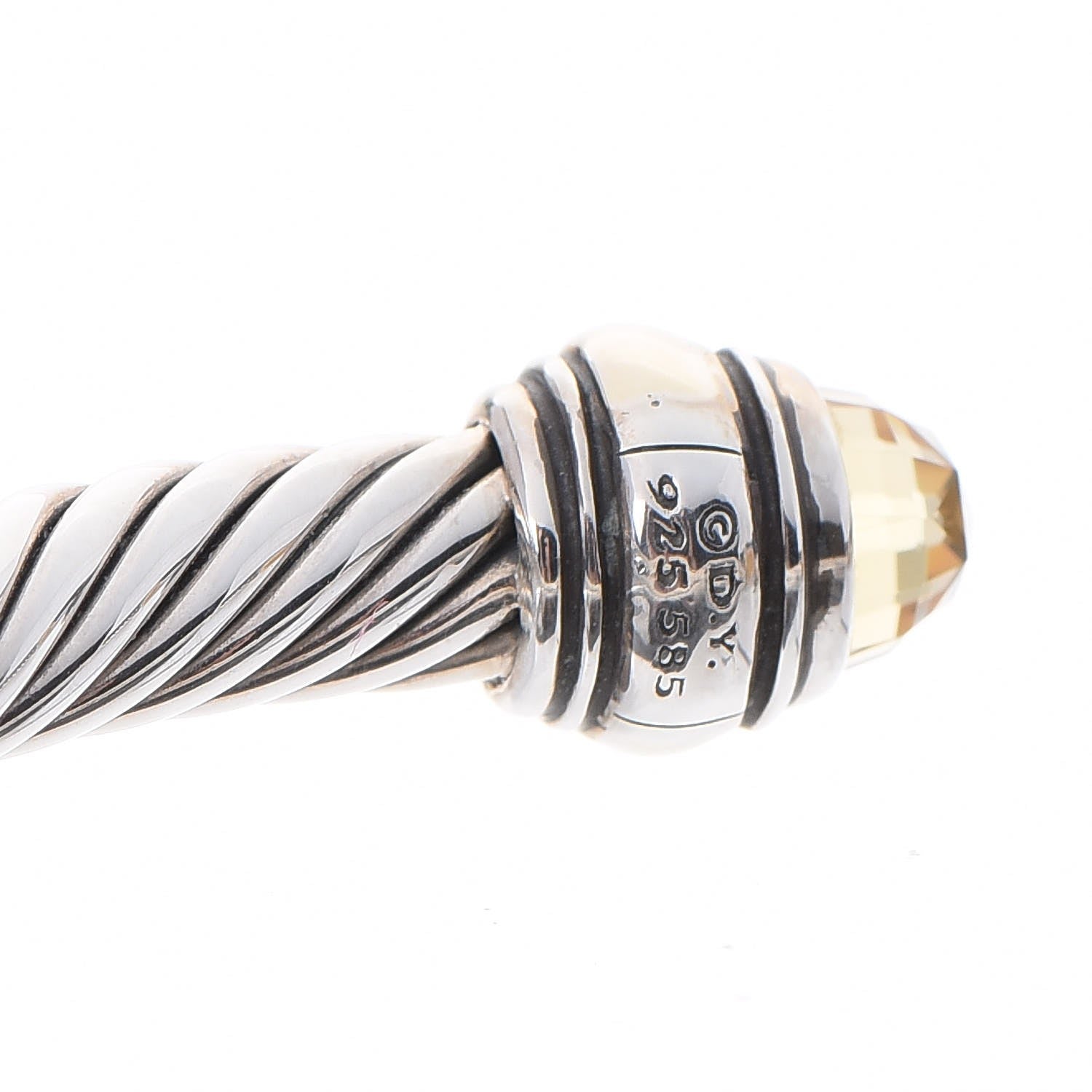 David Yurman Sterling Silver 14K Yellow Gold Citrine 5mm Cable Classics Bracelet 4 of 5